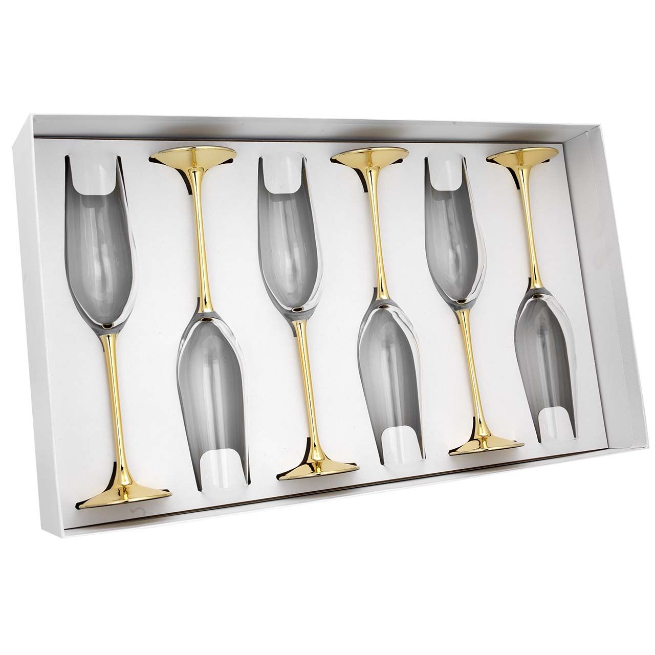 6X CALICI H. 26 IN VETRO CON STELO DORATO